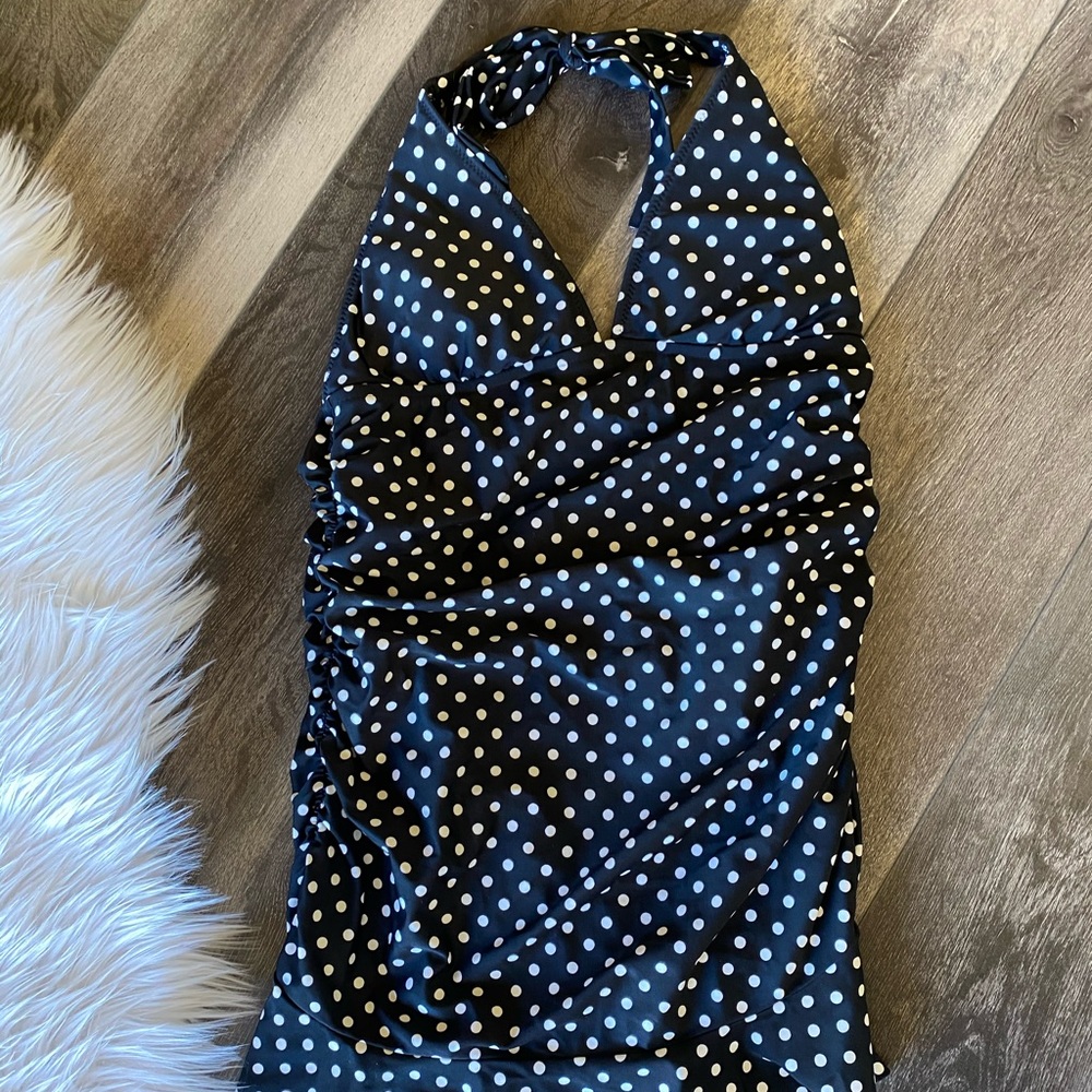 Retro black and white polkadot swimsuit